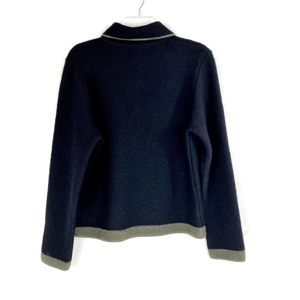 South Wool Cardigan Jacket Womens M Virgin Wool Black Luxury Sweater Coat - Picture 3 of 8